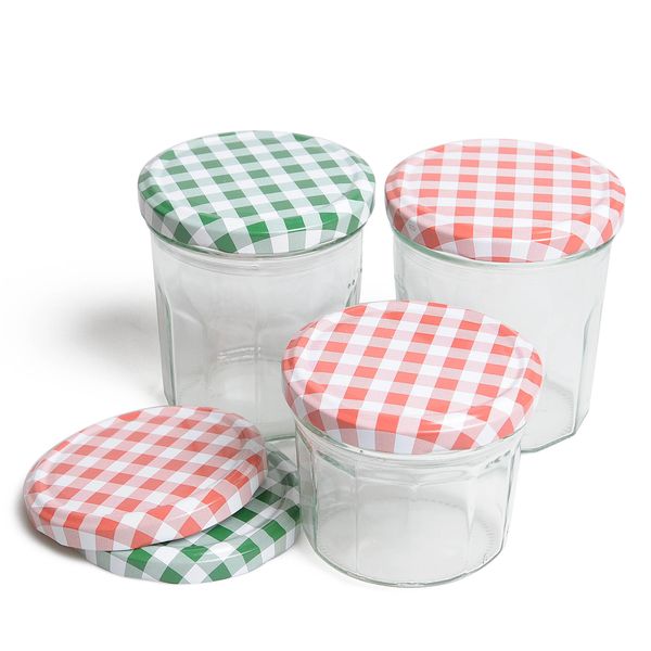 Couvercle, vichy vert et blanc, pour bocal lisse et à facettes